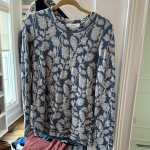 Blue and White Floral Sweater